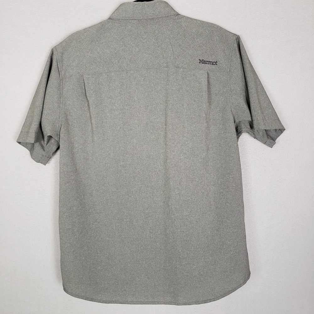 Marmot Aeroba Short Sleeve Button Up Gray Office Travel Minimalist Size L - Picture 2 of 9